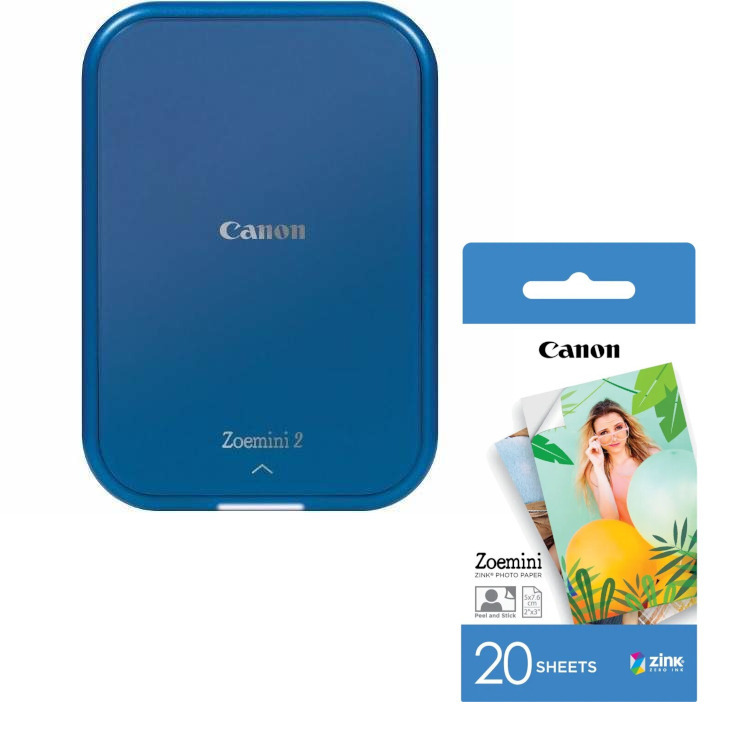 ‎Zestaw Drukarka Canon Zoemini 2 Pluto Granatowa + Wkłady Canon Zink ZP-2030 20 arkuszy